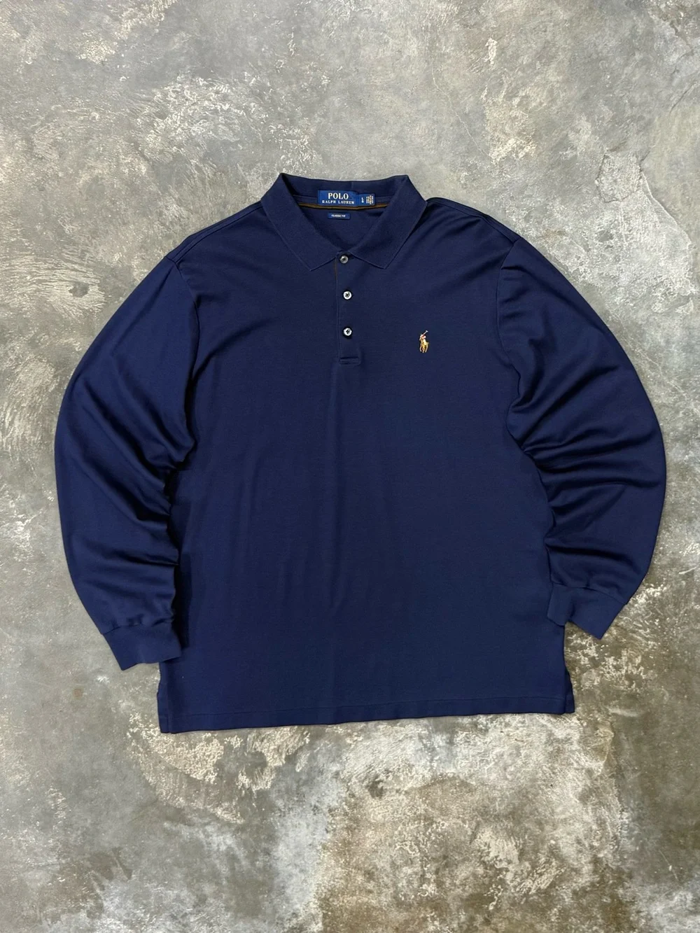 Polo Ralph Lauren Classic Fit Long Sleeve Polo Mens L Navy Preppy